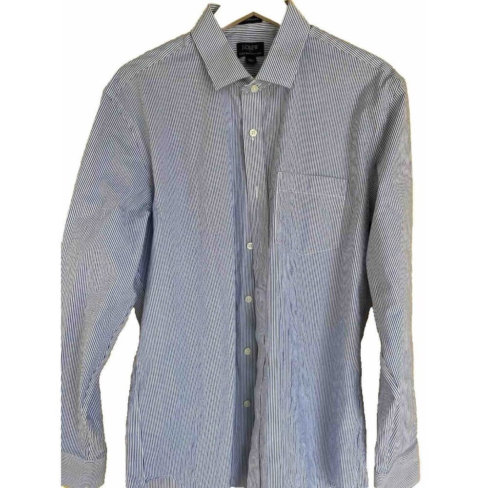 J. Crew Thompson Dress Shirt Mens'‎ White and Blue SIze Large 16-16 1/2